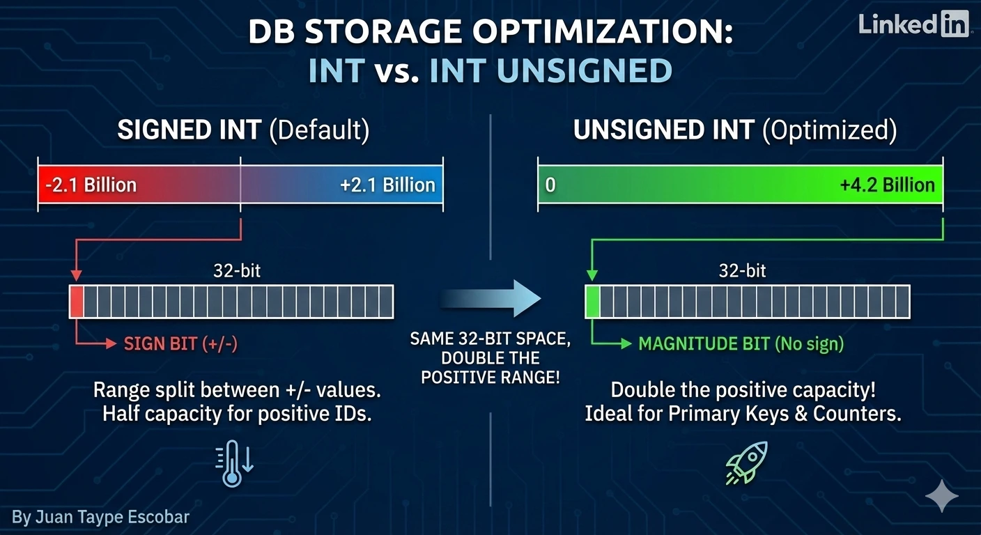 INT vs INT UNSIGNED: Cómo optimizar el rango de tus datos