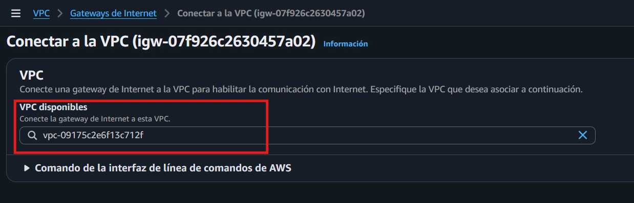 Tabla de ruteo pública con la ruta hacia el Internet Gateway